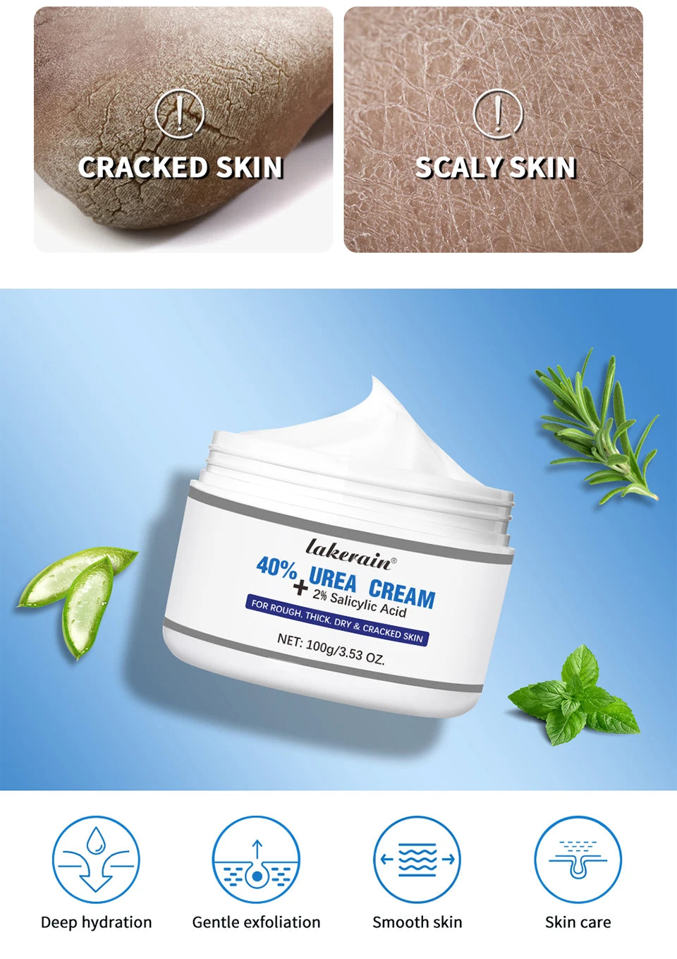 New 42% Urea Cream + 2% Salicylic acid Foot and hand Moisturizer, deep moisturizer and Nourishing moisturizer