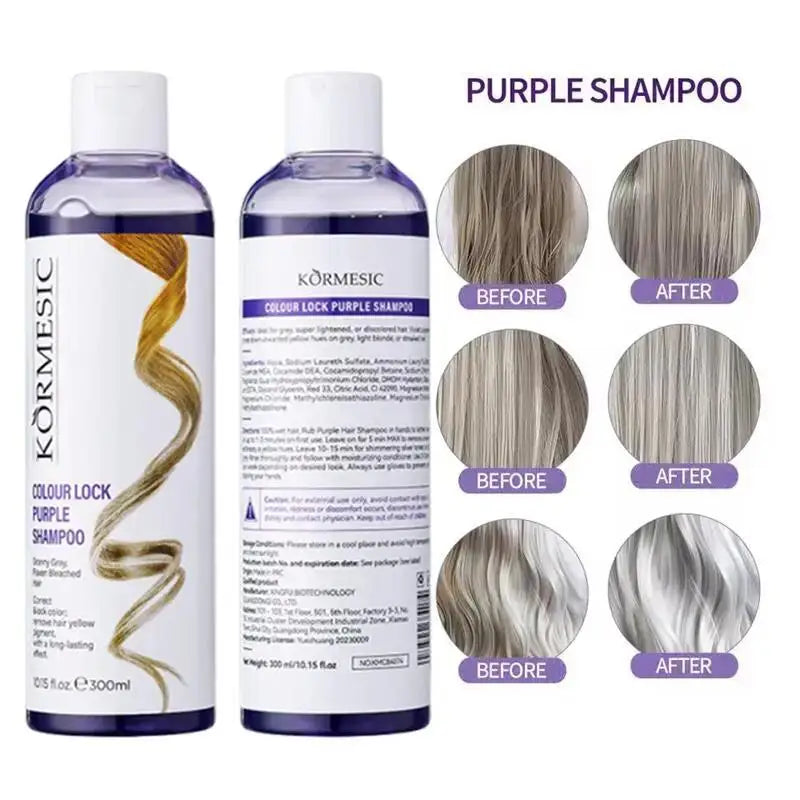 300Ml Color Fixing Purple Shampoo Lock Color Cover Gray Hair Fade Yellow After Bleach Hair Dye Long Lasting Non-irritating Care