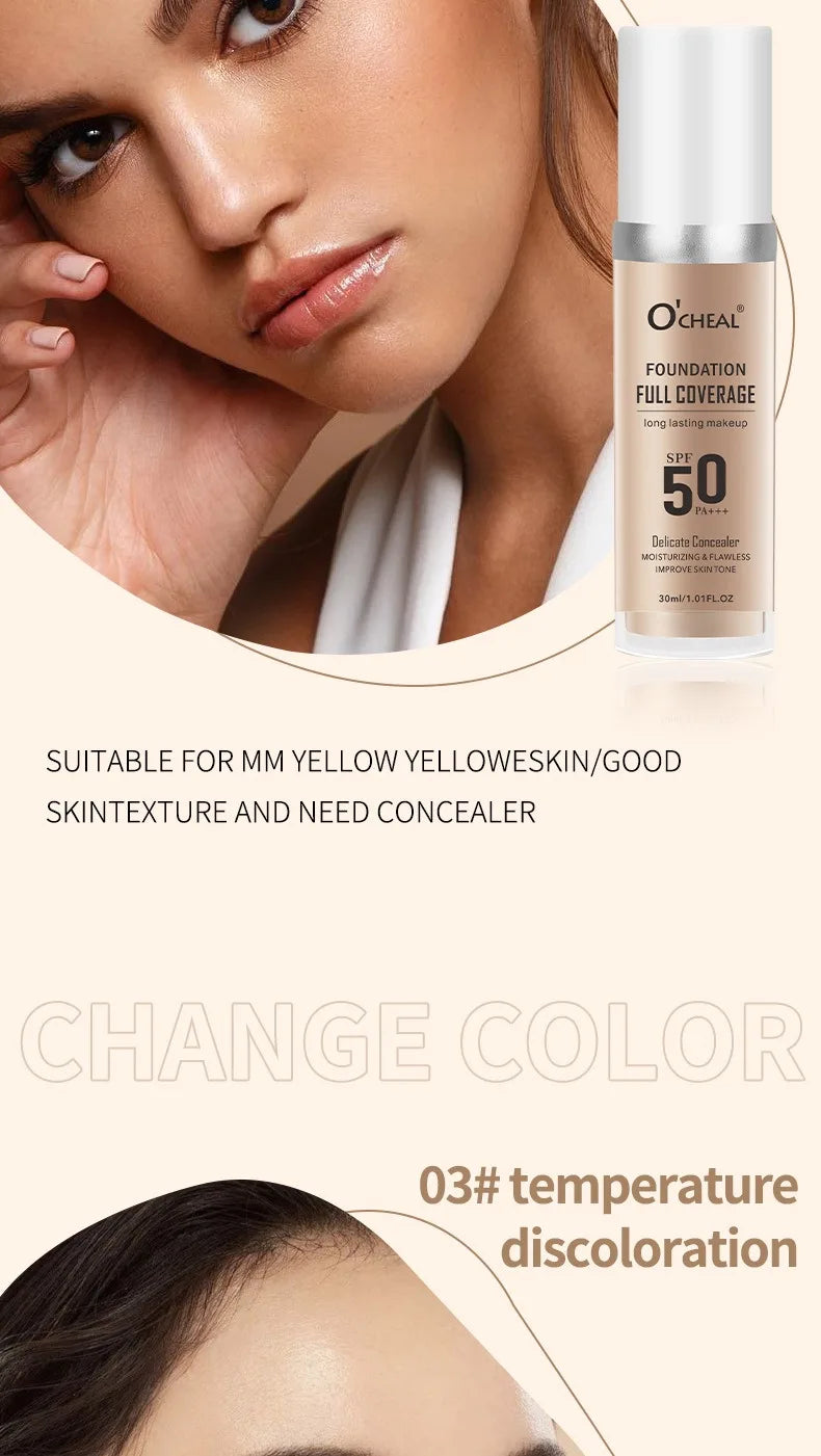 Color Changing Foundation Makeup Concealer Long Lasting Moisturizing Nourishing Oil-Control Skin Face Base Cosmetics