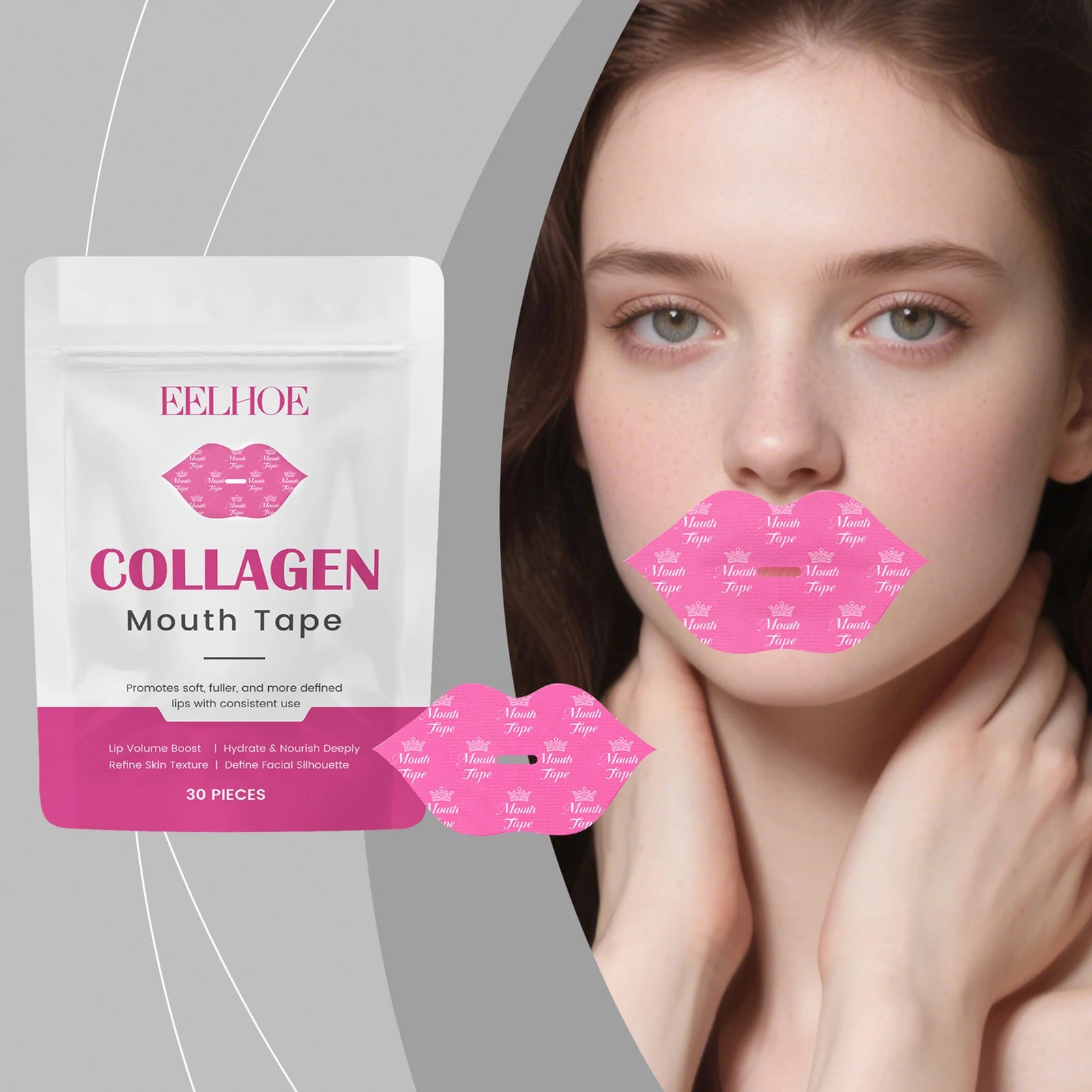 30pcs/Bag Collagen Beauty Tape,Hydrating Lip Sleep Mask For Fine Lines,Collagen Beauty Tape For Women Moisturizing Lip Care