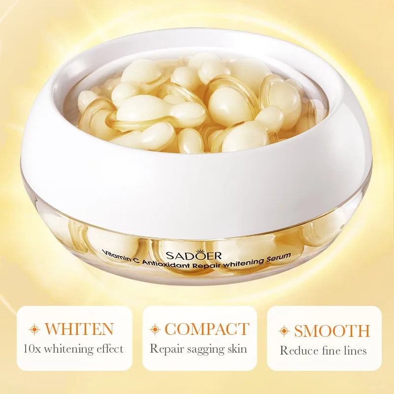30pcs SADOER Rose Sanil Vitamin C Face Serum Capsule Facial Moisturizing Firming Facial Essence Beauty Face Skin Care Products