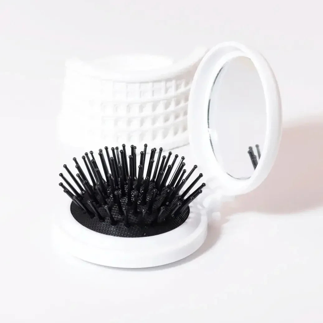 1PC Mini Portable Folding Head Massager Anti-Static Travel Hair Brush Comb Styling Accessory Mirror for Real Hair Wigs