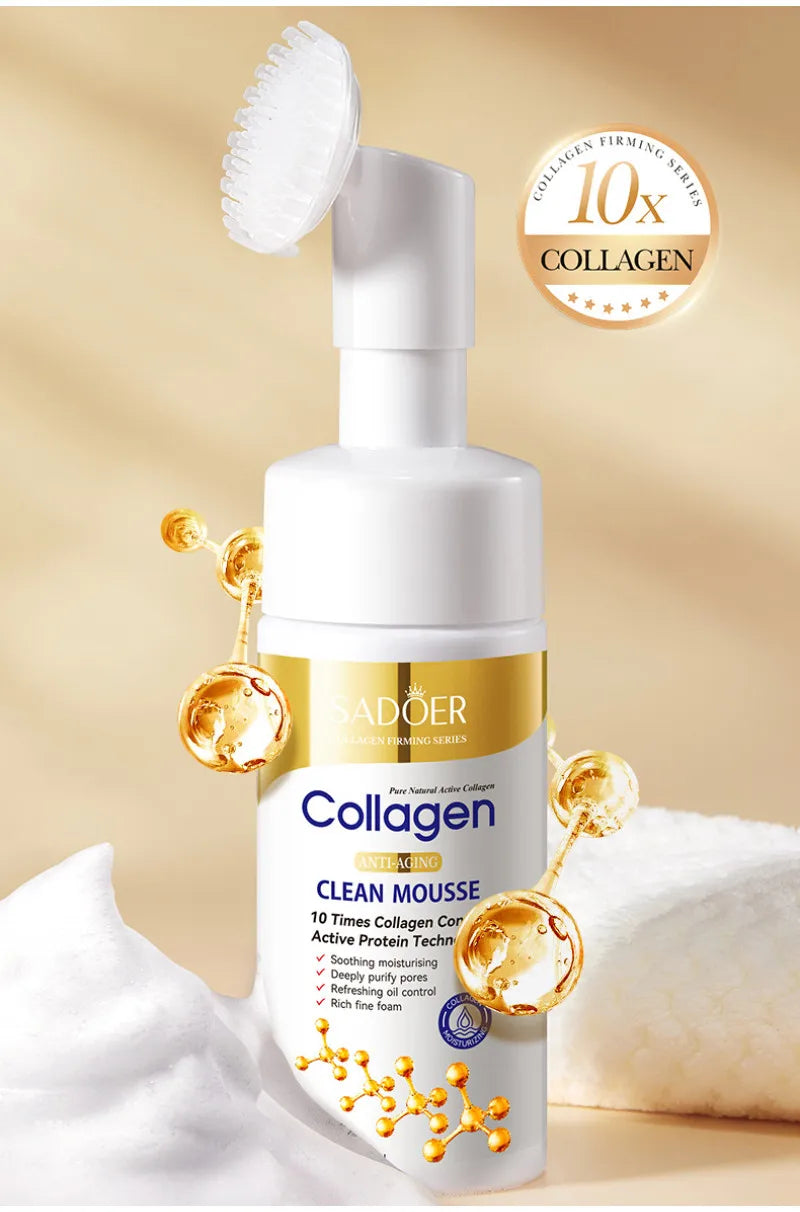 SADOER Collagen Facial Cleanser for Anti Wrinkle Deep Cleaning Mousse Nourishing Moisture Skin Care 120ml