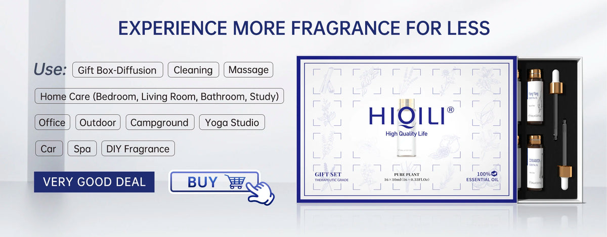 HIQILI 100ML Lavender Jasmine Rose Vanilla Mint  Eucalyptus Lemon Essential Oils for Diffuser, Humidifier, Massage, Skin, Hair