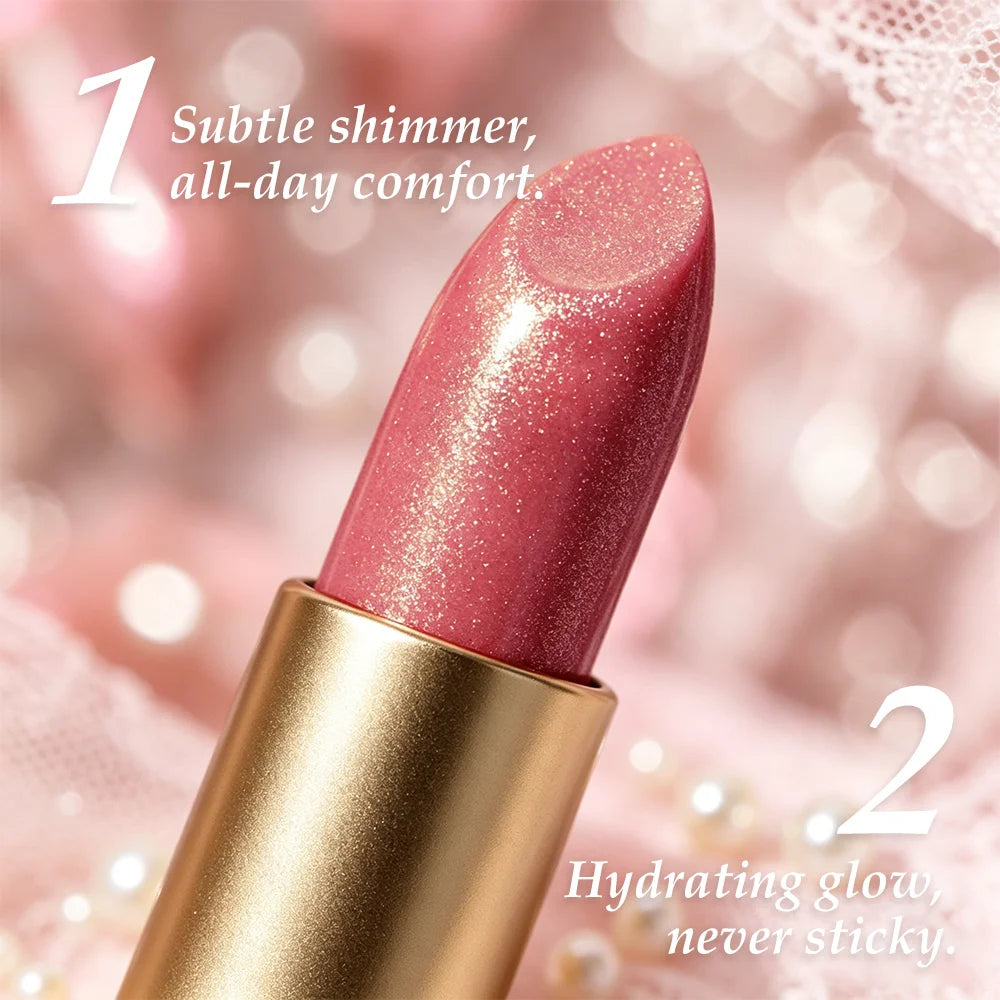 JUJU Dream Luxury Gold Tube Shimmer Metallic Lipstick, Hydrating Glitter Lip Balm, Waterproof Long Lasting & Non-Stick Cup