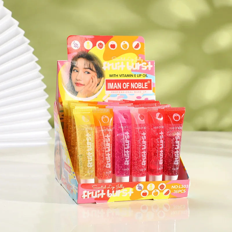 6Pcs Fruity Flavor Watery Glossy Lip Gloss Set Clear Lip Gel Hydrating Moisturizing Lip Gloss Women Lips Makeup