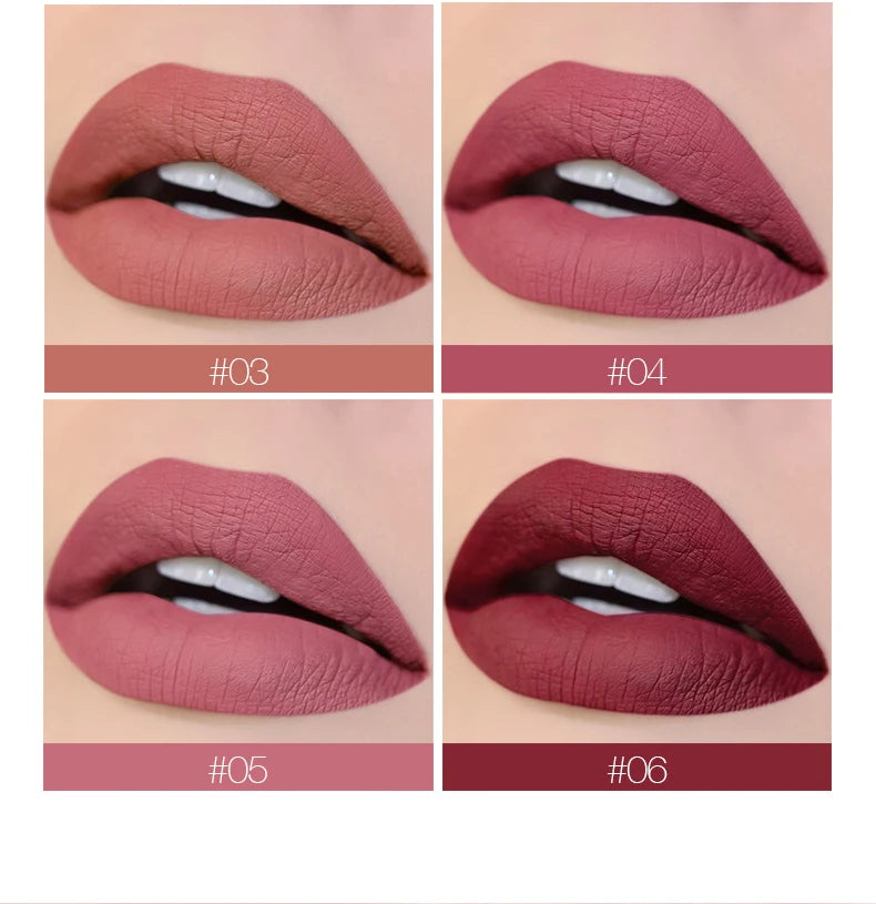 Matte Lipstick Set with Matte Finish, Waterproof and Not Easy to Stick to Cups, 6-Color Gift Box Lipstick Set