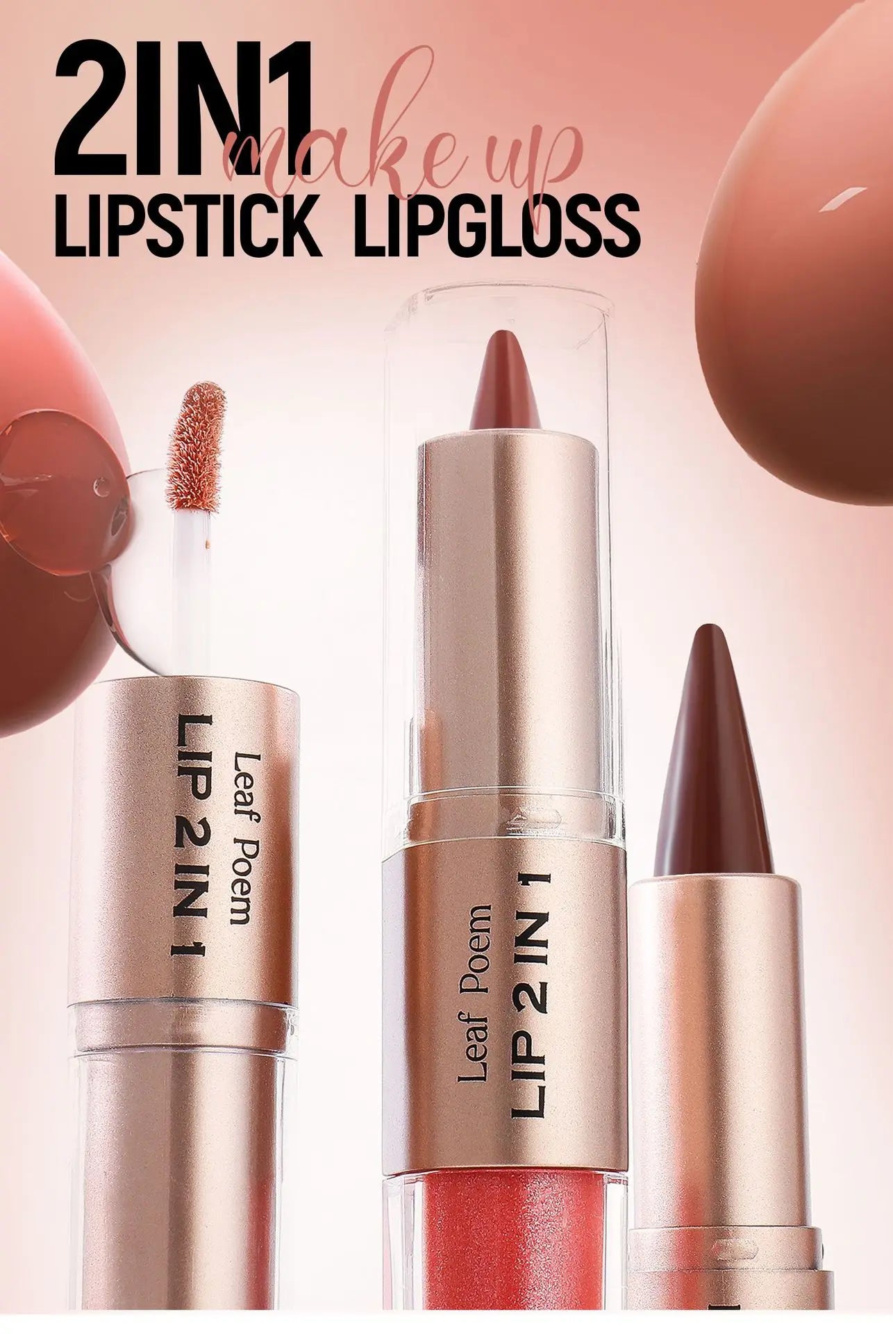 Black Brown Tapered Lip Liner Contour Pencil Double Head Mirror Plumping Lip Glaze Crystal Lip Gloss Sexy Red Lips Tint Makeup