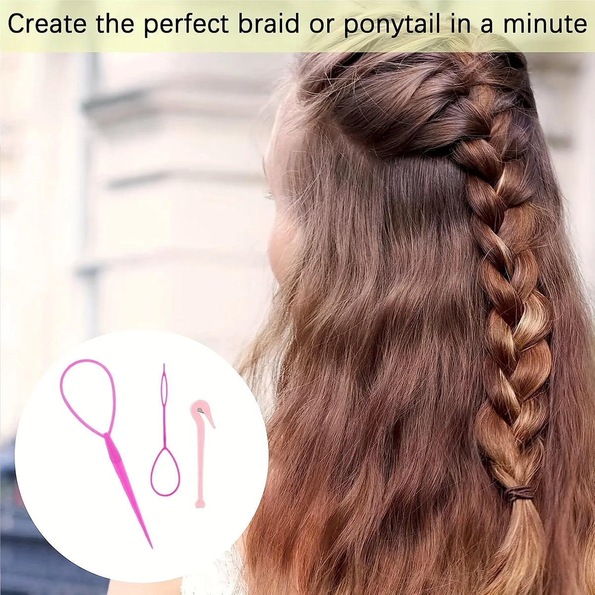 4-piece WANMEI  Headband Tool, Hair Braiding Tool with Mouse Tail Comb, Ponytail Headband Remover, Quick Styling Hair Accessory