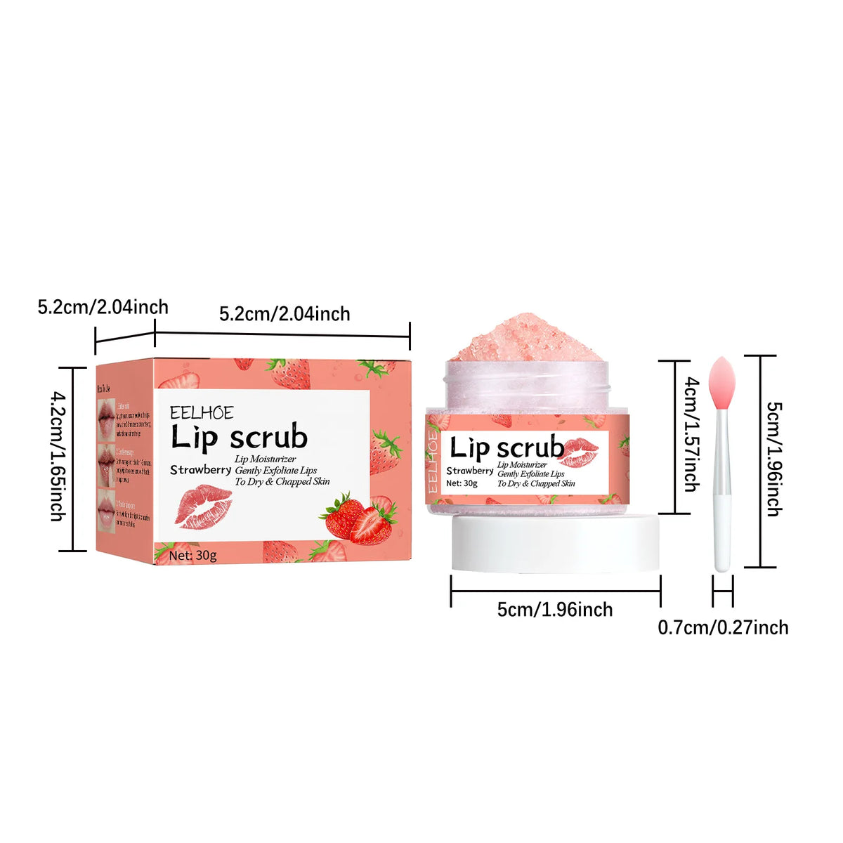 EELHOE Pink Lips Scrub Exfoliator Dead Skin Removal Lightening Fade Lip Lines Anti Dryness Moisturizing Makeup Lip Care Products