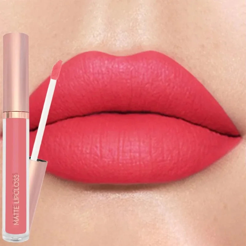 12 Colors Matte Velvet Sexy Lip Gloss Waterproof Long-Lasting Non-stick Cup Lip Glaze Nude Liquid Lipstick Lips Makeup Cosmetics
