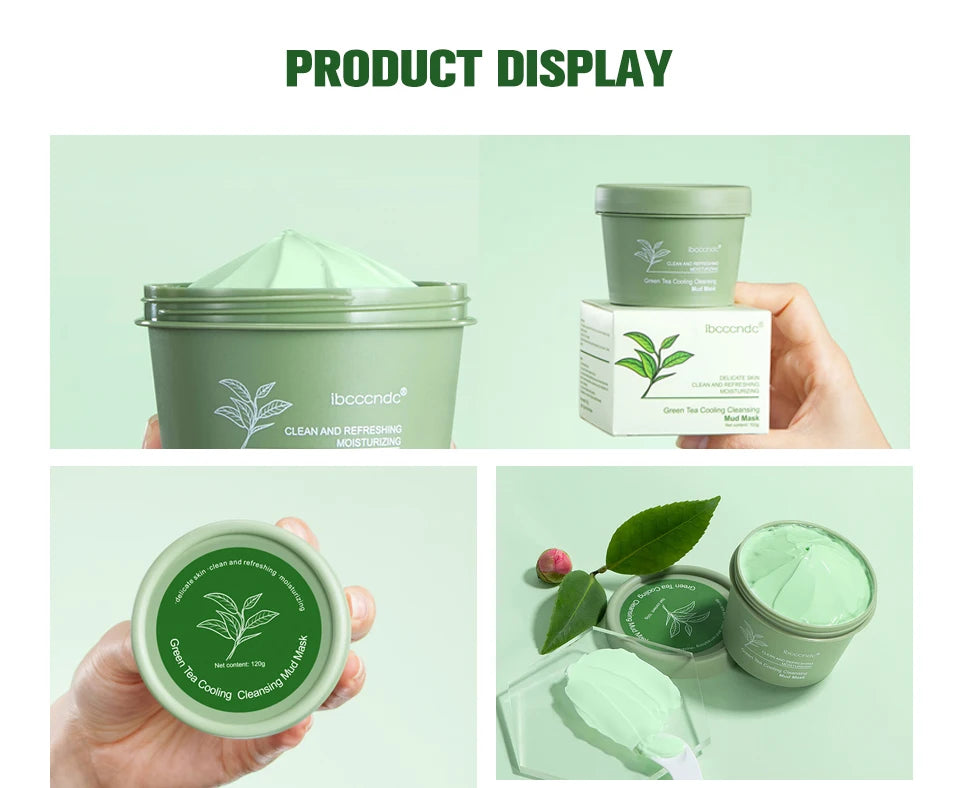 Green Tea Mud Mask Natural Skincare Deeply Cleansing Pore Nourishing Clay Face Mask Face Skin Care Cleaner 100g