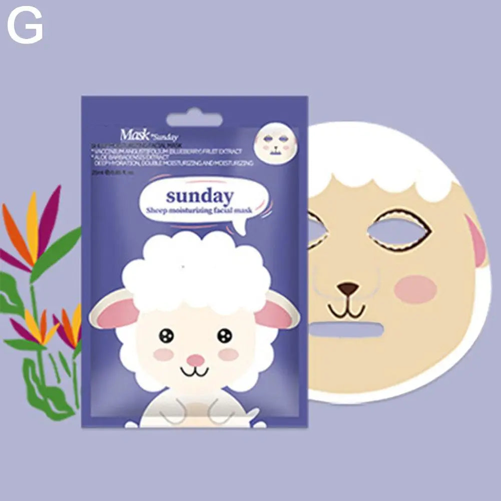 1/7pcs Cartoon Facial Mask Deep Hydrating Sheet Mask Moisturizing Tender Skin Mask Dog Panda Pig Animal Pattern Skin Care