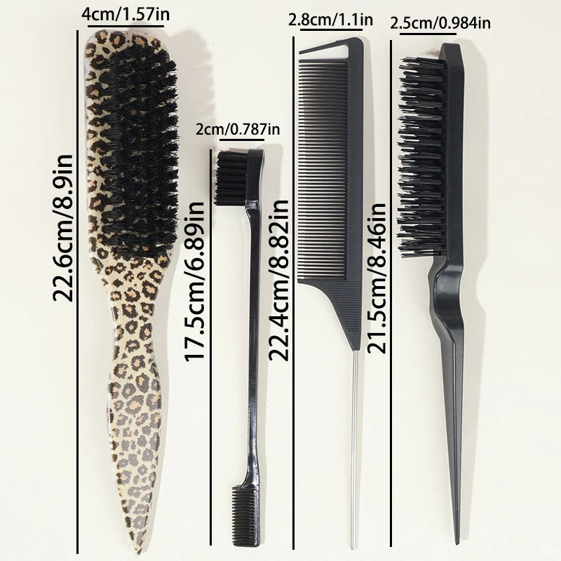 Bristle Slick Back Hair Brush for Sleek Ponytail Bun & Smoothing Baby Hairs, Flyaways, Edge Control - Backcombing & Teasing