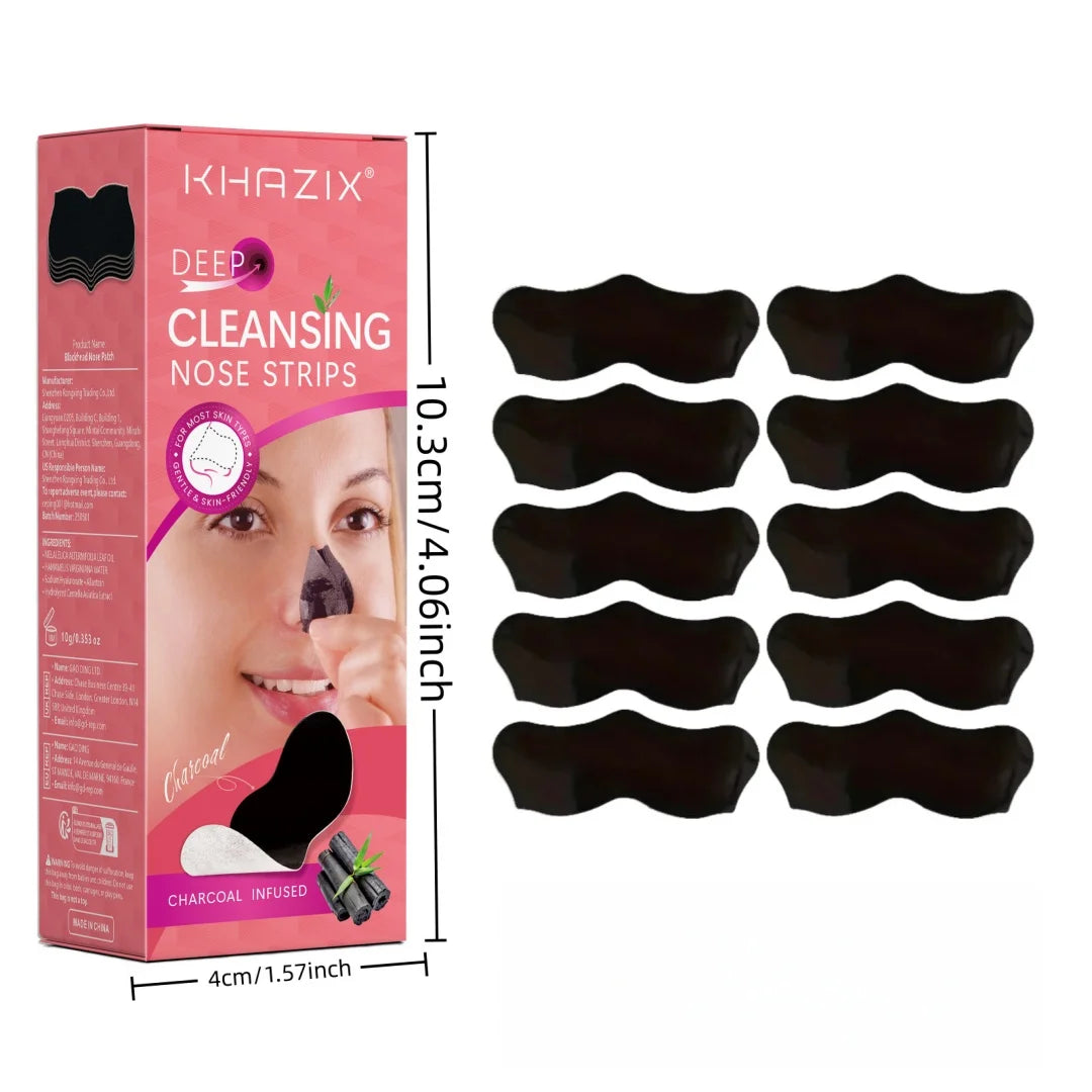 Natural Bamboo Charcoal Nose Strips, Deep Cleansing Blackheads, Gently Purify Pores & Absorb Impurities