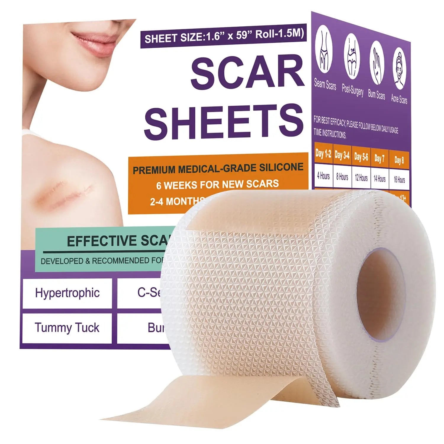 0.5M/1.5M/3M*4cm Silicone Scar Sheets Removal Strips Silicone Gel Scar Strip For Acne Keloid Surgery Burn Treatment Scar Patch