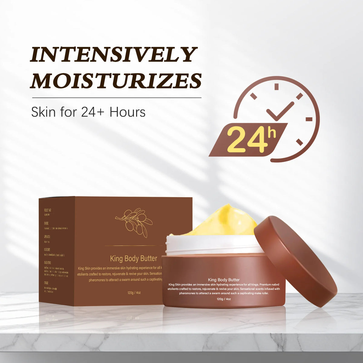 King Body Butter 120g with Shea Butter & Jojoba Oil - 24H Intensive Moisturizing Cream for All Skin Types, Deep Nourishment