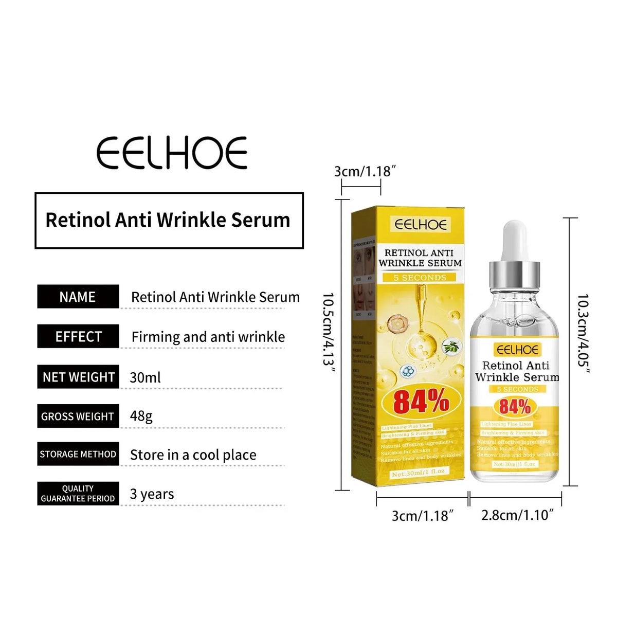EELHOE Retinol Anti‑Wrinkle Serum Deep Soothing Fine‑Line Minimizer Pore Reduction Improve Dullness Facial Nourishing Essence