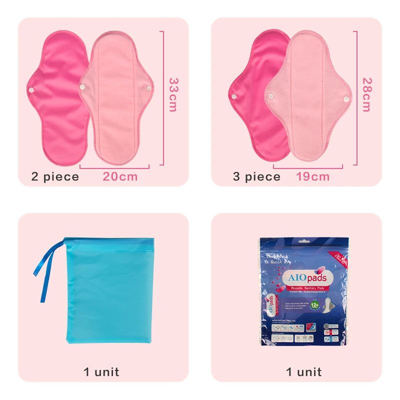 5pcs S/M Size Reusable Sanitary Pads Heavy Polar Fleece Towel Washable Panty Liner Mama Menstrual Pad with 1pc Wet Bag
