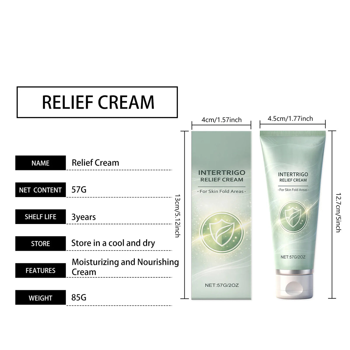 57g Intertrigo Relief Cream Soothing Skn Redness Lasting Moisturising Prevent Drying Non-Greasy Brighten Hydrating Body Lotion