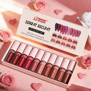 10 Pieces/Set Lip Gloss Velvet Lipstick: Waterproof and Long-Lasting Lip Gloss Women's Moisturizing Set Valentine's Day Gift