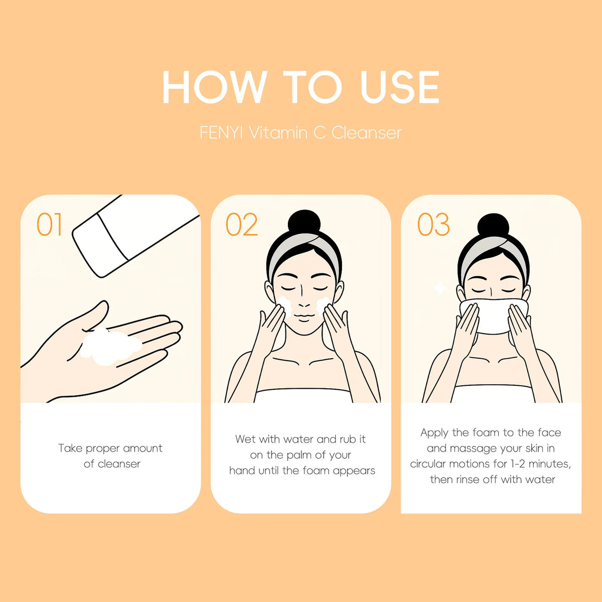 Vitamin C Facial Cleanser Deep Cleansing Moisturizing Blackhead Removal Gentle Foam Hydrating Non-Drying Face Wash Cleanser