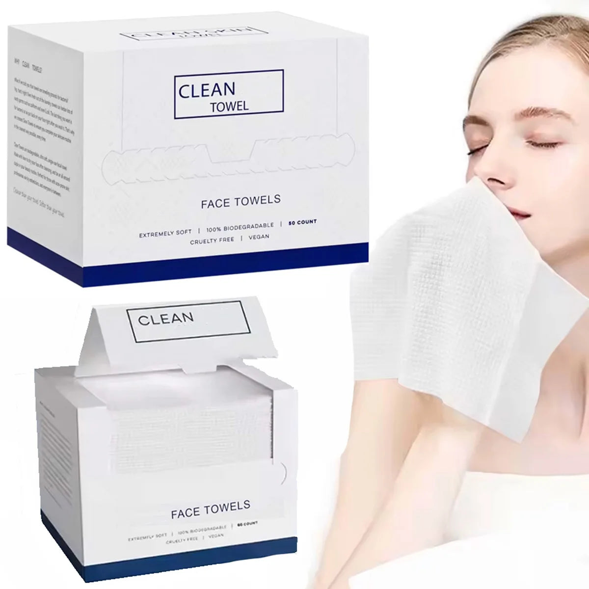 50Pcs/Box Disposable Face Towels Facial Cleansing Makeup Remover Dry Beauty Skincare Travel Pack
