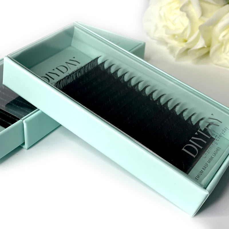 DIYDAY 16Rows Classic Lashes Individual Natural False Mink Eyelashes B C CC D DD Curl Eyelash Extension Supplies for Makeup