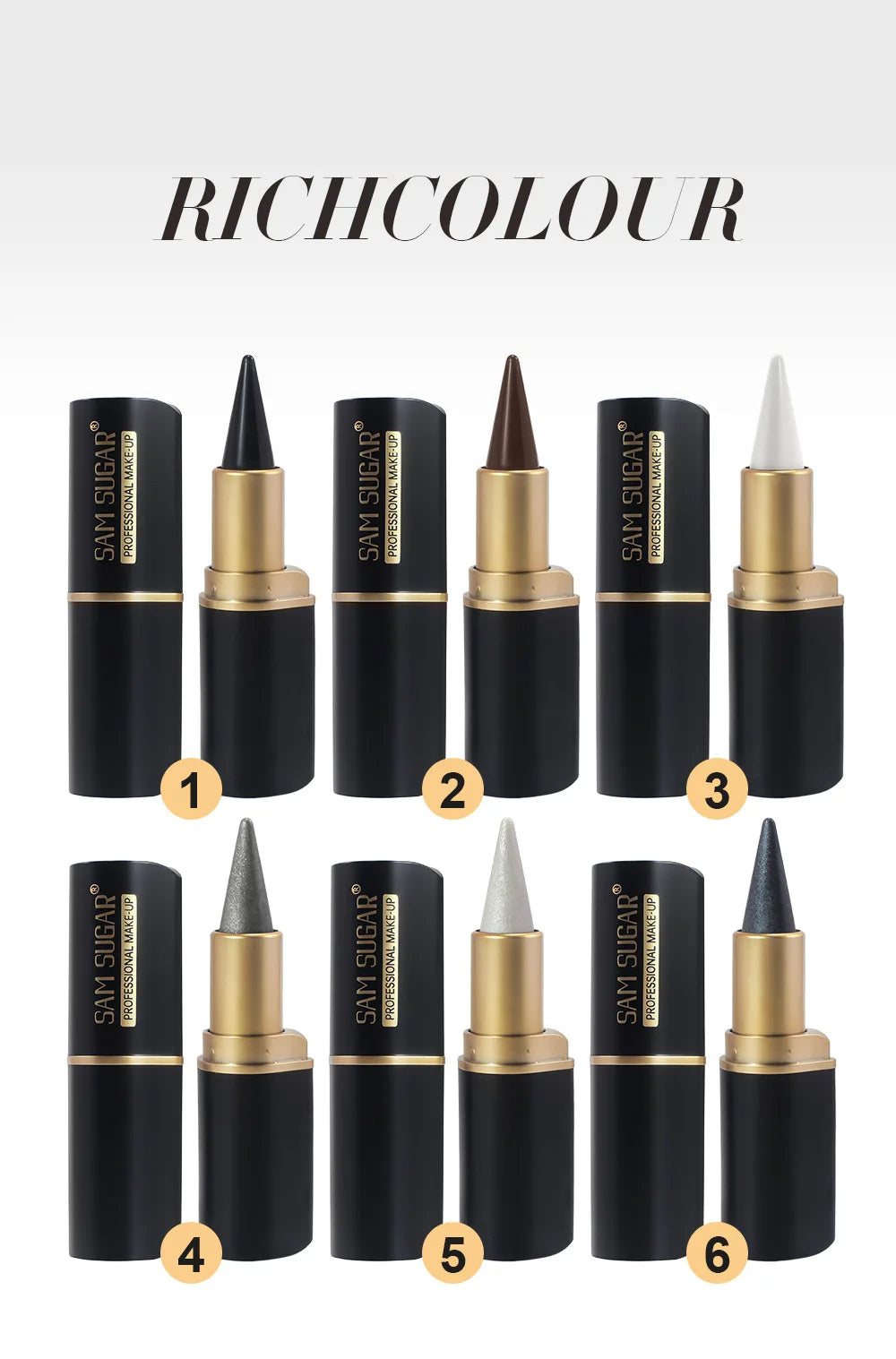 Black Waterproof Eyeliner Pen Long Lasting 24H Smudge Proof Gel Makeup Highlighter For Smokey Eye Look Fast Drying