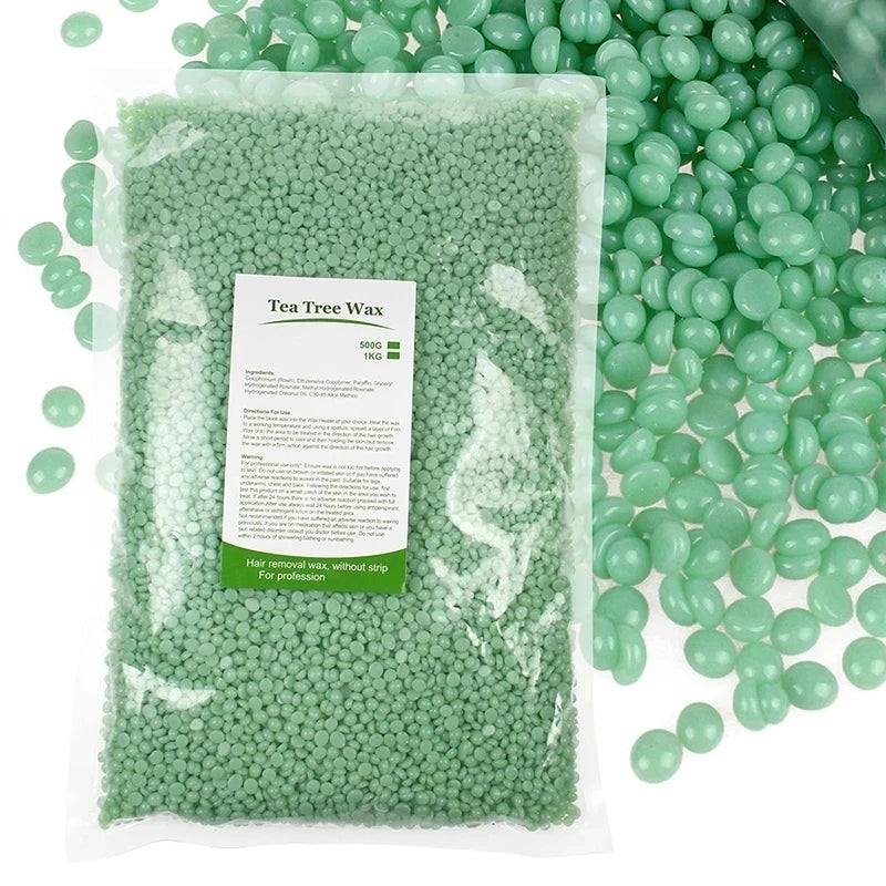500g Hard Wax Beans Solid Hair Remover No Strip Depilatory Hot Film Wax Bead Hair Removal for Full Body Bikini Face Leg Eyebrow
