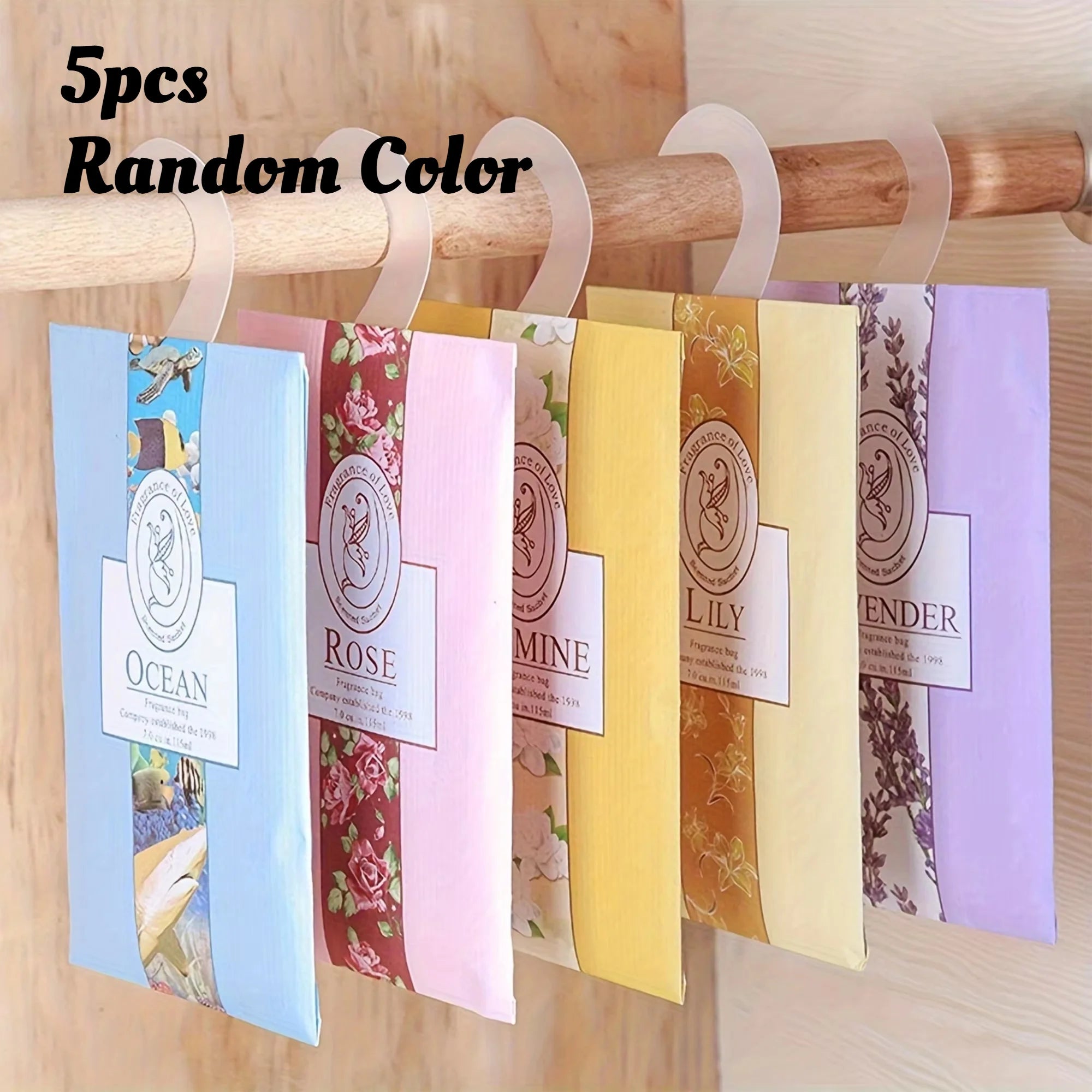 5pcs Natural Jasmine Rose Lavender Hanging Freshener - Long-Lasting Odor Eliminator for Wardrobe Car Closets Refill-Free