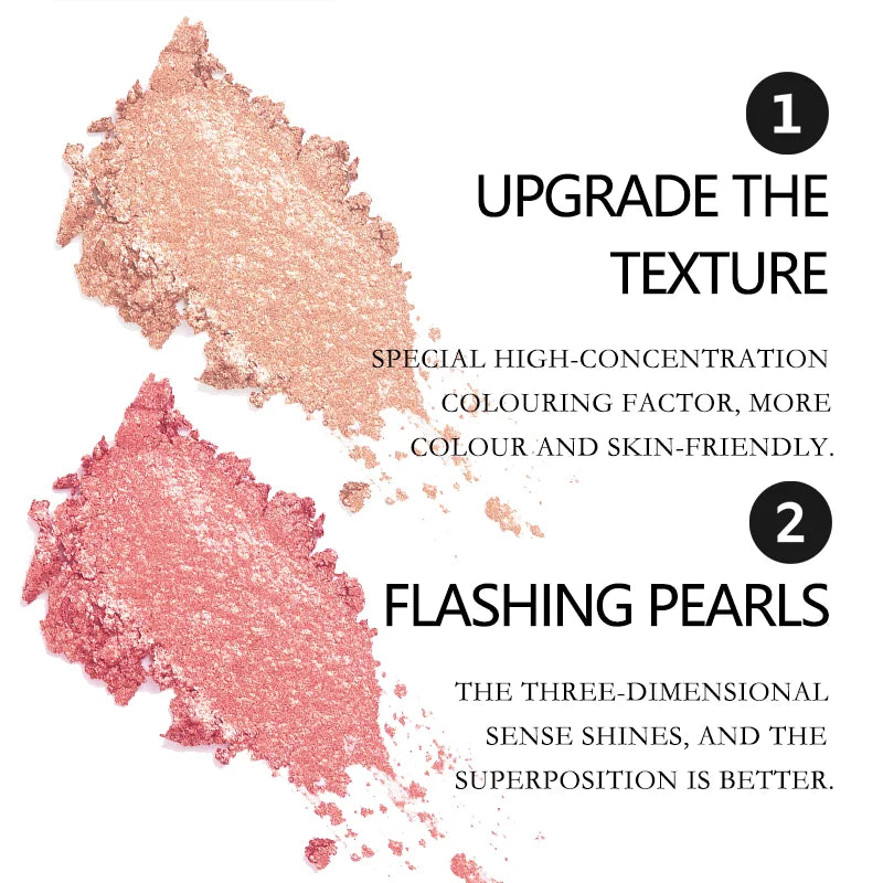 2-Color Blush Palette 2 in 1 Contouring Cream Face Cheek Blush Cream Makeup Sparkle Highlight Multicolor Makeup Blush