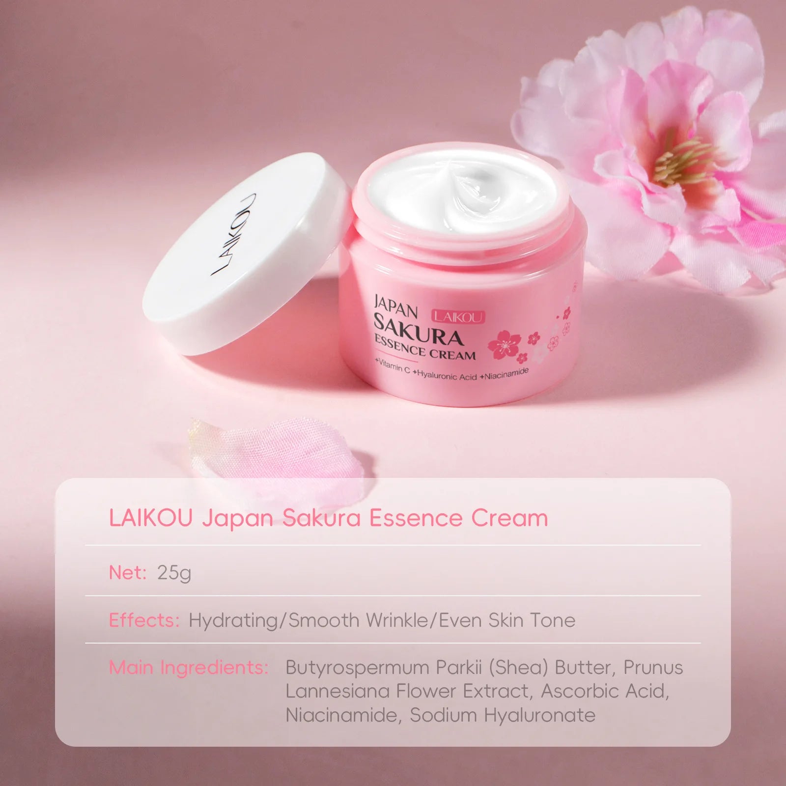 LAIKOU Sakura Hydrating Cream Moisturizer Whitening Nourishing Oil Control Moisturizing & Repairing Deep Hydration Lock Gentle