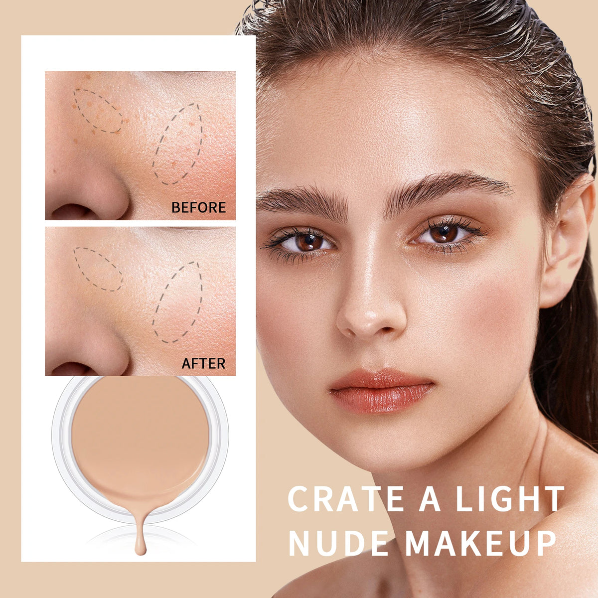 QIC Waterproof & Sweatproof Concealer Cream - Tattoo Coverage, Long-Lasting Foundation, Natural, Full Coverage, All Skin Types