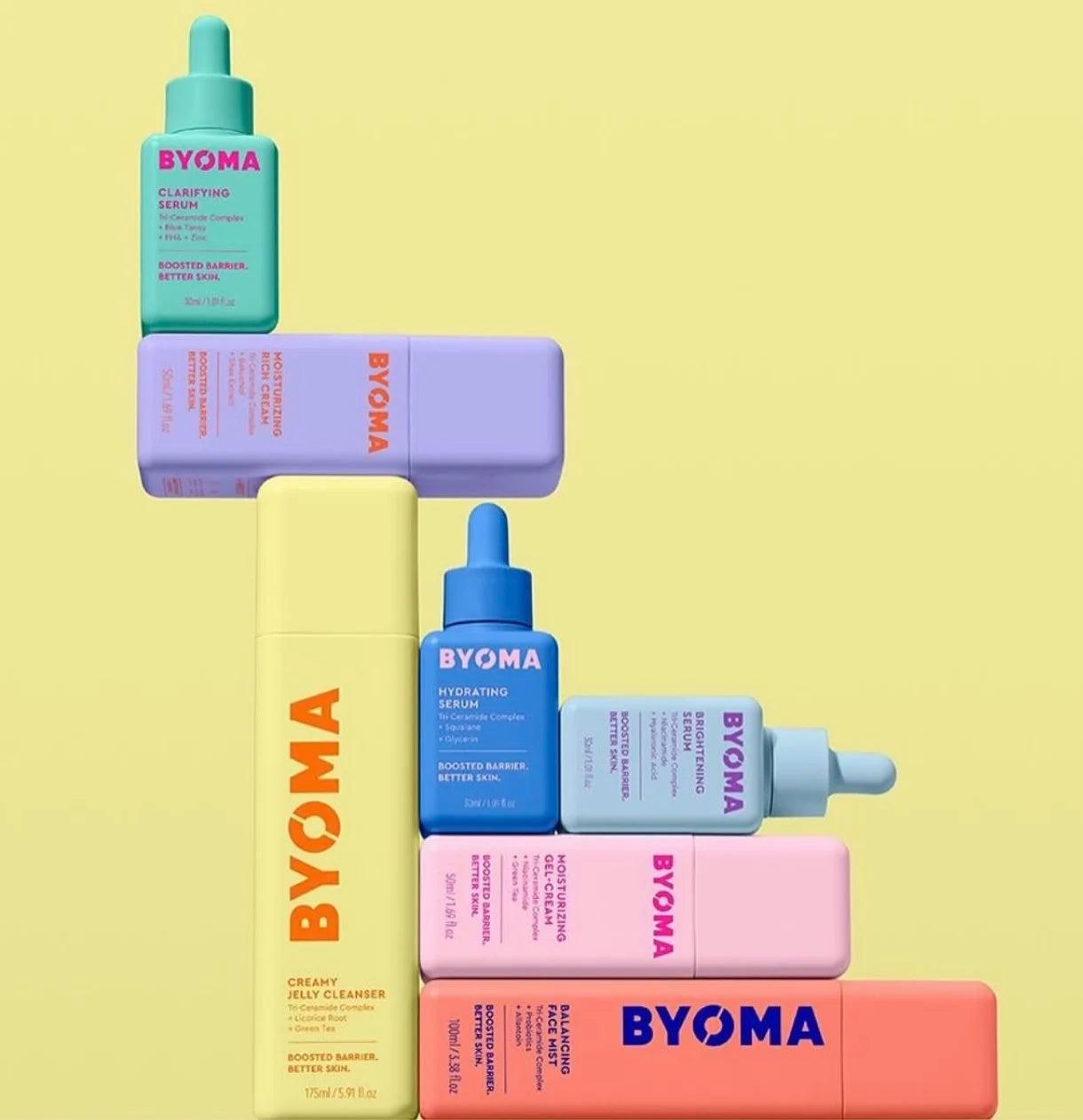 BYOMA Phyto-Mucin Glow Serum Series Hydrating Recovery Oil Milky Toner Serum Original Brand Skin Care Set Moisturizing Gel-Cream