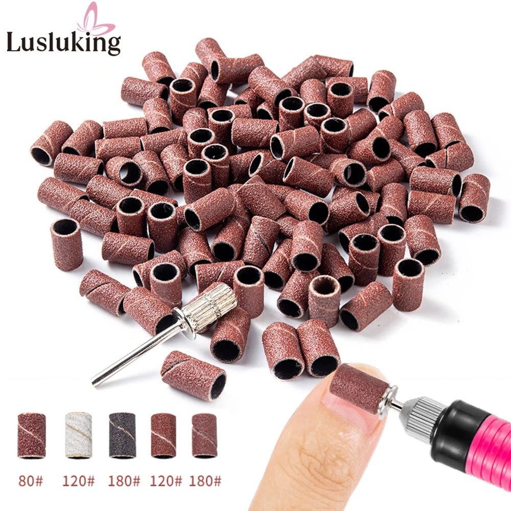 50/100Pcs Nail Sanding Bands For Electric Nail Drill Machine Replacement Sand Bands For Acrylic Gel Nails Manicure