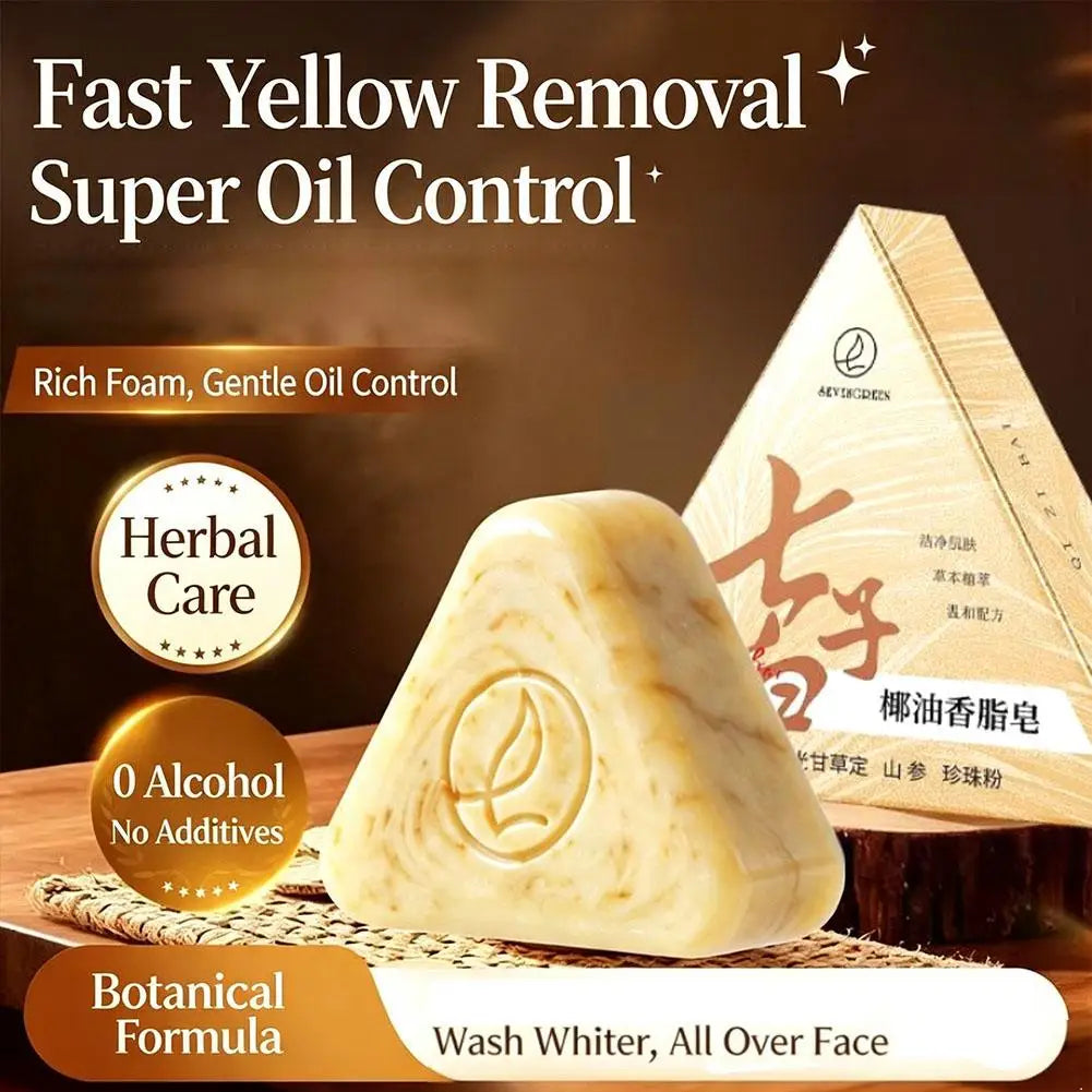 120g Face Soap with Foaming Net Seven Seed White Ancient Method for Oil Control Gentle Herbal Cleansing Skin