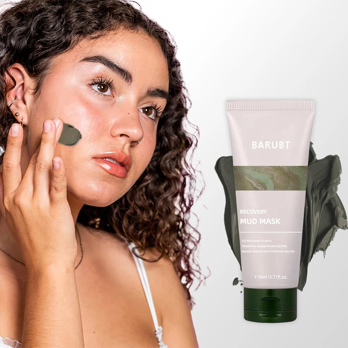 Soothing Mud Mask Mud Clay-Moisturizing Deep Pores Mild Exfoliating Cleansing Milk Face and Body Mask, Including 91.8% Natural E