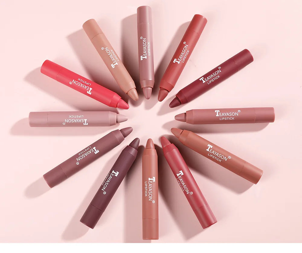 Nude Velvet Matte Lipstick Pen Lasting Waterproof Color Rendering Non-stick Cup Lipstick Pencil Lipliner Women Makeup Lip Stain