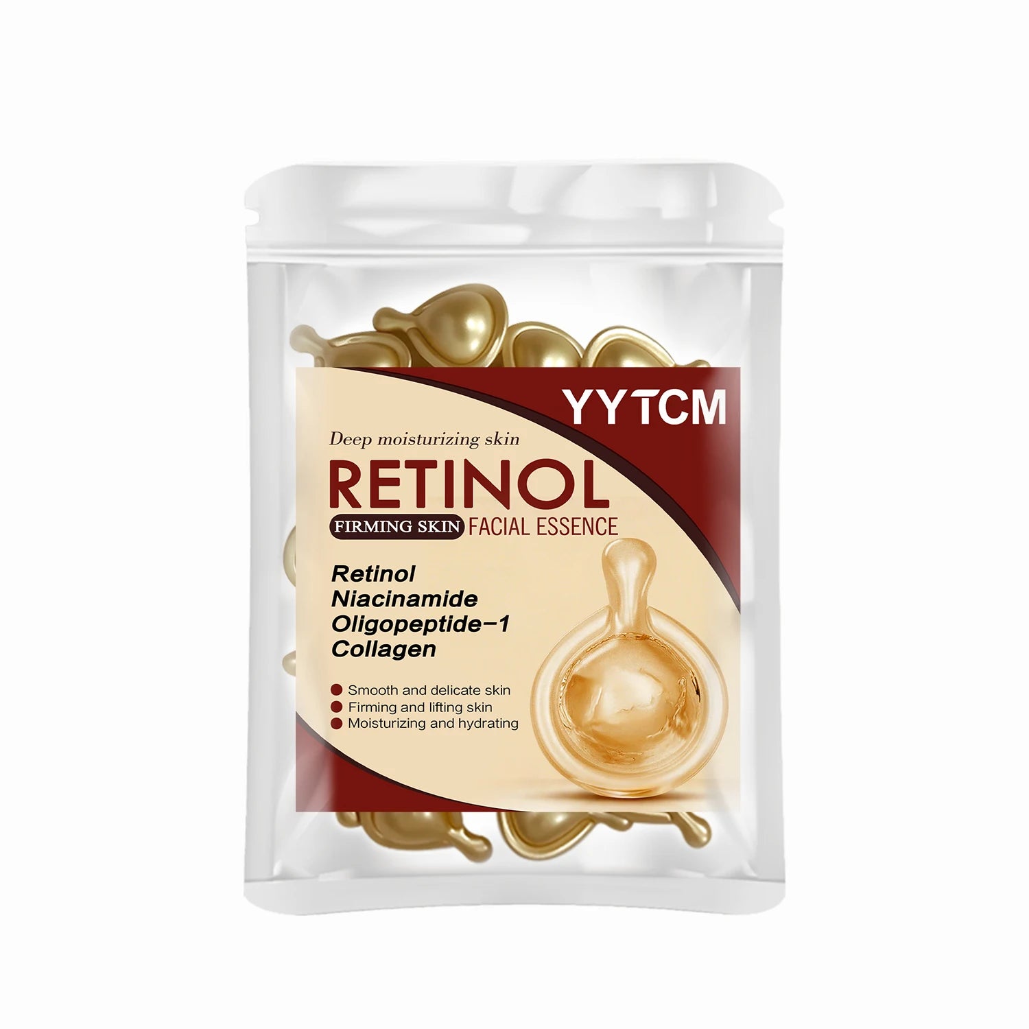 Retinol Firming Facial Moisturizing Essence Capsules, Retinol Facial Essence, Contains Hydrolyzed Collagen, Niacinamide, Deep Moisturizing (0.5Gx30 Capsules)/Bag-1 Bag