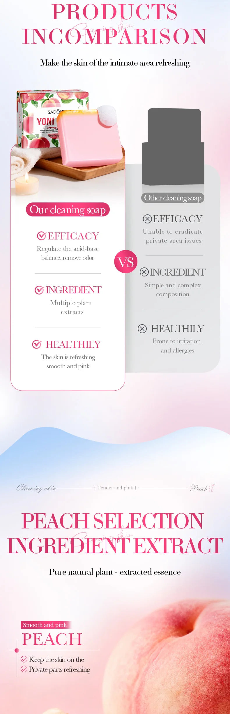 Peach Intimate Soap Includes foaming Net- Gentle Cleansing & Freshness, PH-Balanced Formula for Sensitive Skin, Nourishing Mild