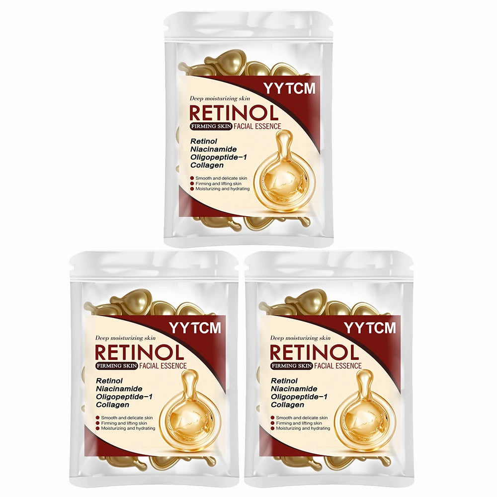 Retinol Firming Facial Moisturizing Essence Capsules, Retinol Facial Essence, Contains Hydrolyzed Collagen, Niacinamide, Deep Moisturizing (0.5Gx30 Capsules)/Bag-1 Bag
