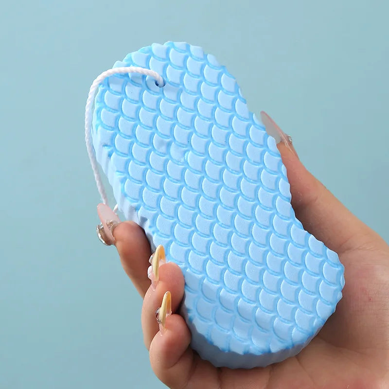 DOUBLE-SIDED SPONGE BATH WASH, FISH SCALE PATTERN STEREOSCOPIC BATH SPONGE, SKIN-FRIENDLY NO PAIN BODY SCRUBBER FOR BATHING