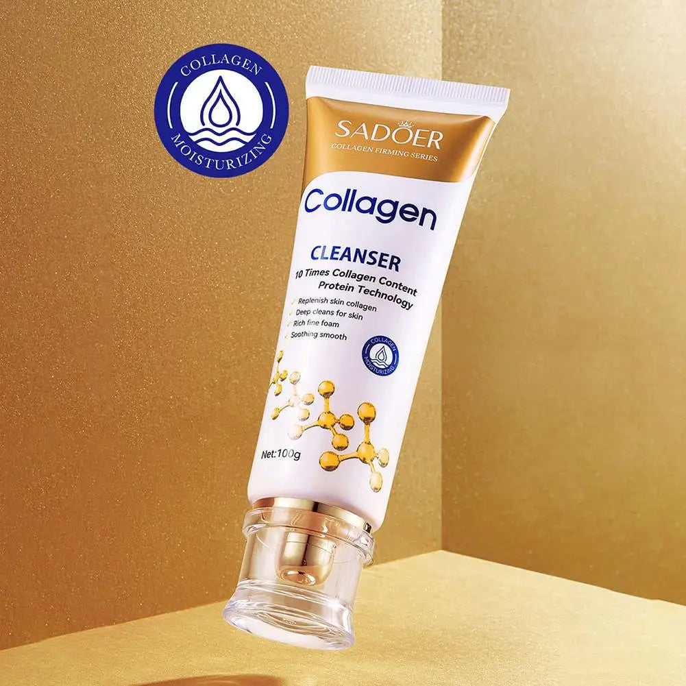 Collagen Cleansing Foam, Gentle Foaming Facial Cleanser With Collagen Face Wash For Deep Cleansing & Hydration Skincare 100g
