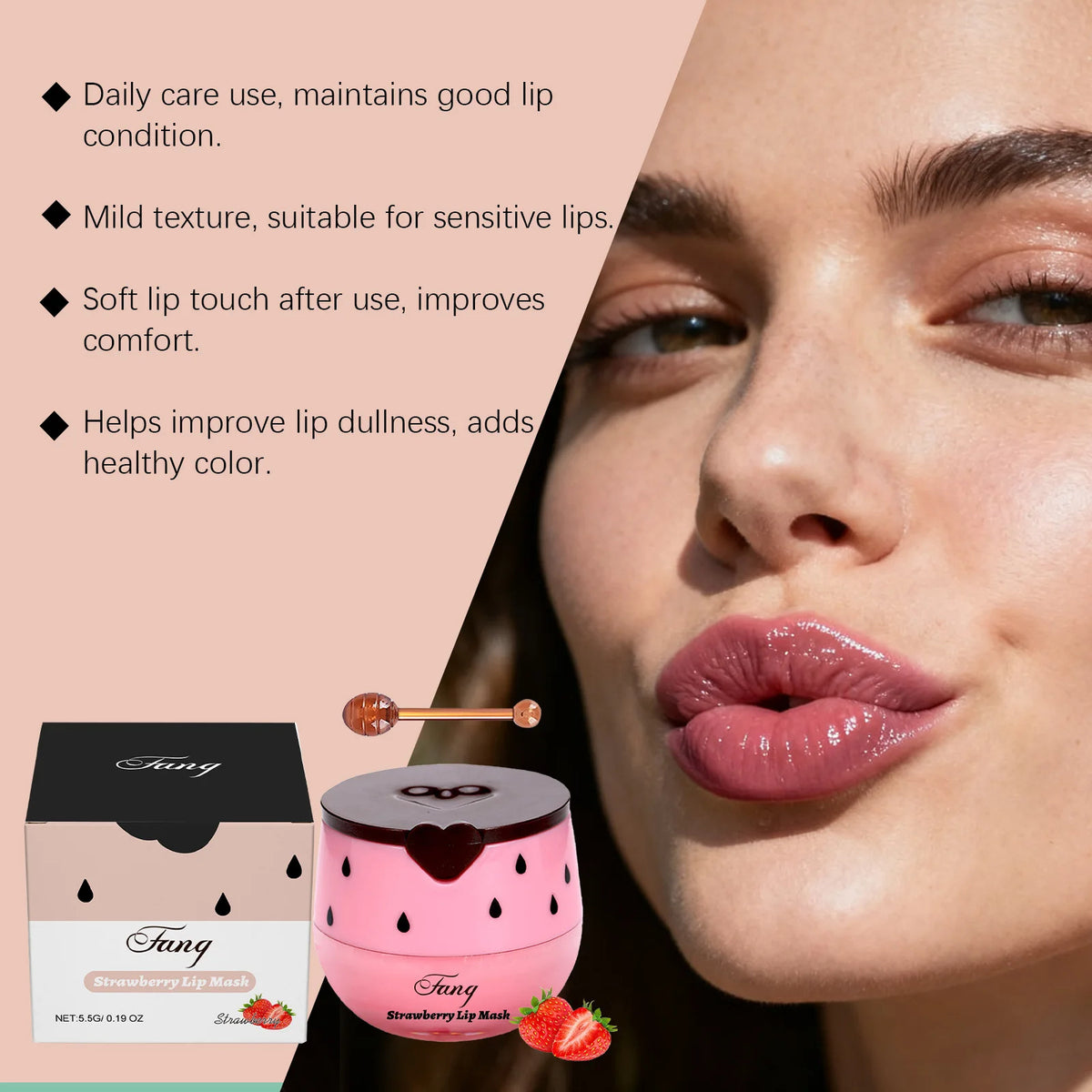 Lip Sleep Mask Night Sleep Moisturizing Lip Gloss Bleach Cream Exfoliating Fade Lip Lines Strawberry Honey Nourishing Lip Care