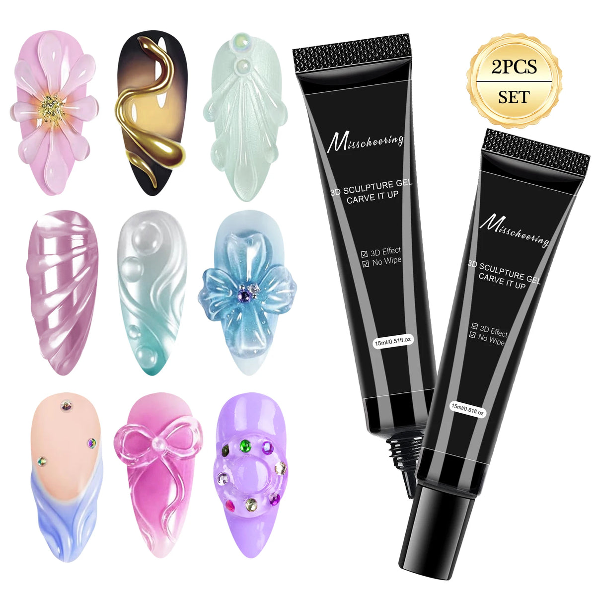 15ml 3D Nail Art Gel - DIY Designs Waterproof Sculpting gel Waterproof Nail Art Design Gel for Intricate Carvings & Shapes