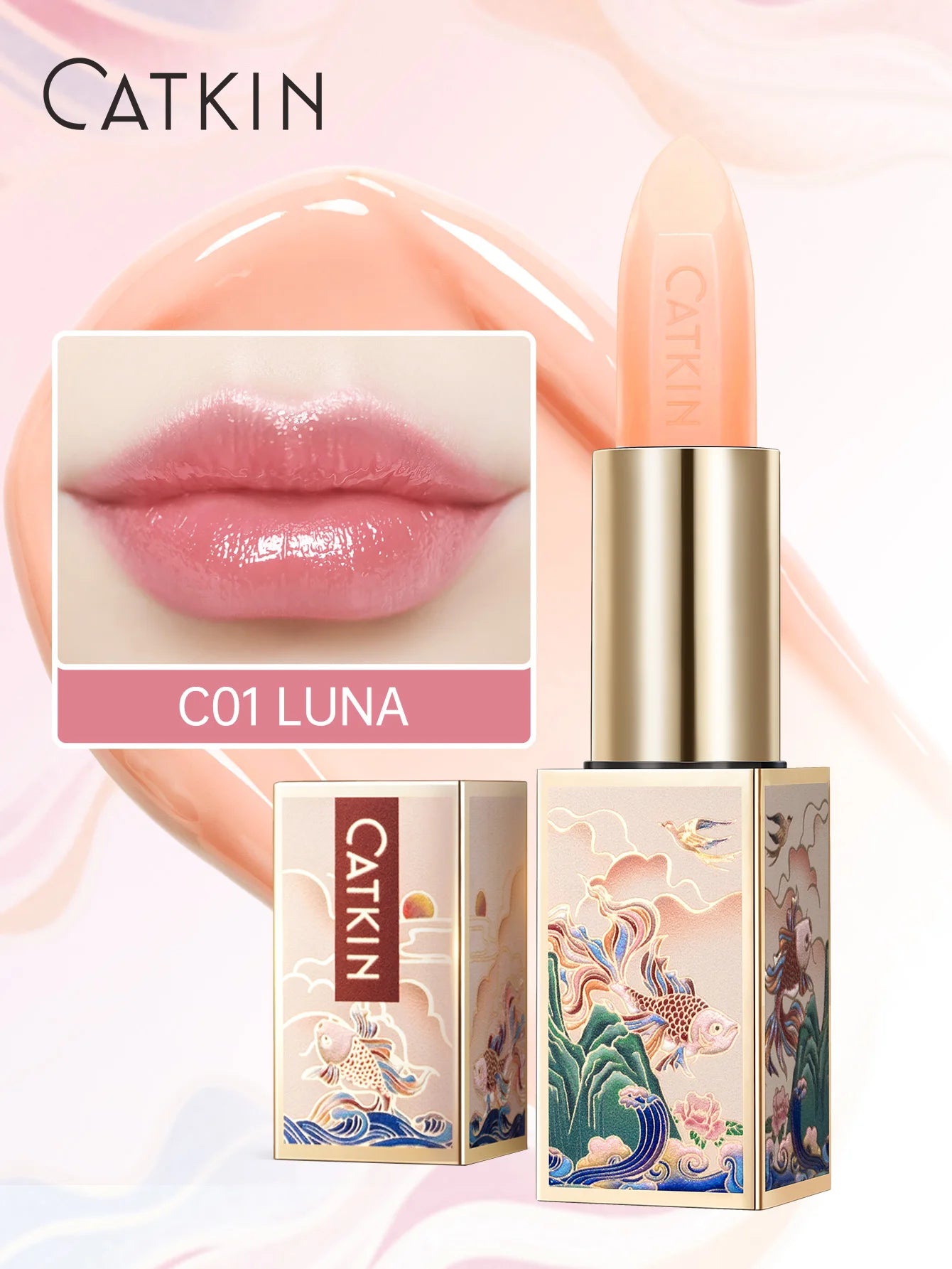 CATKIN Tinted Lip Balm Color Changing Lipstick Ultra Hydrating Natural Lip Moistrurizer with Vitamin E Nourishing For Cracked &
