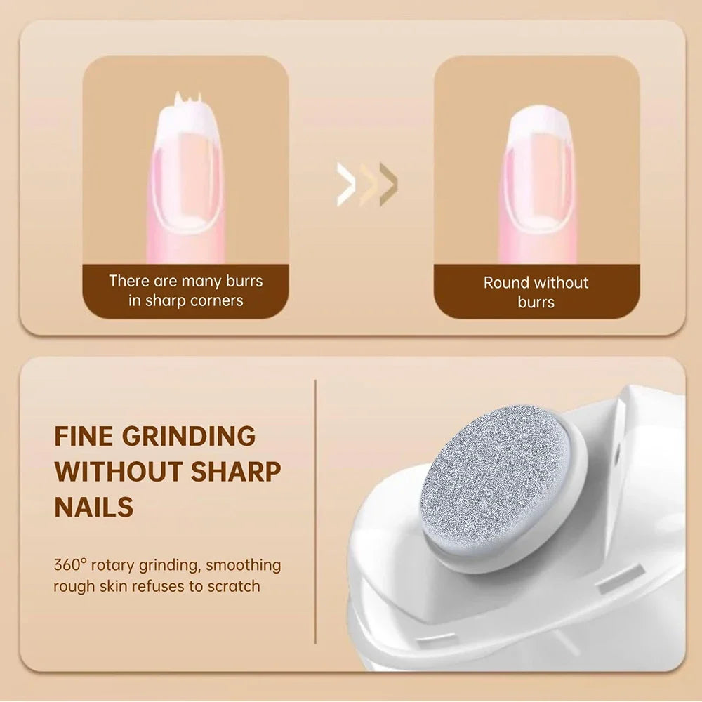 Portable 2 In 1 Electric Nail Grinder With LED Light Mini Manicure Nail File Tool Household Nail Care Supplies For Baby Adult