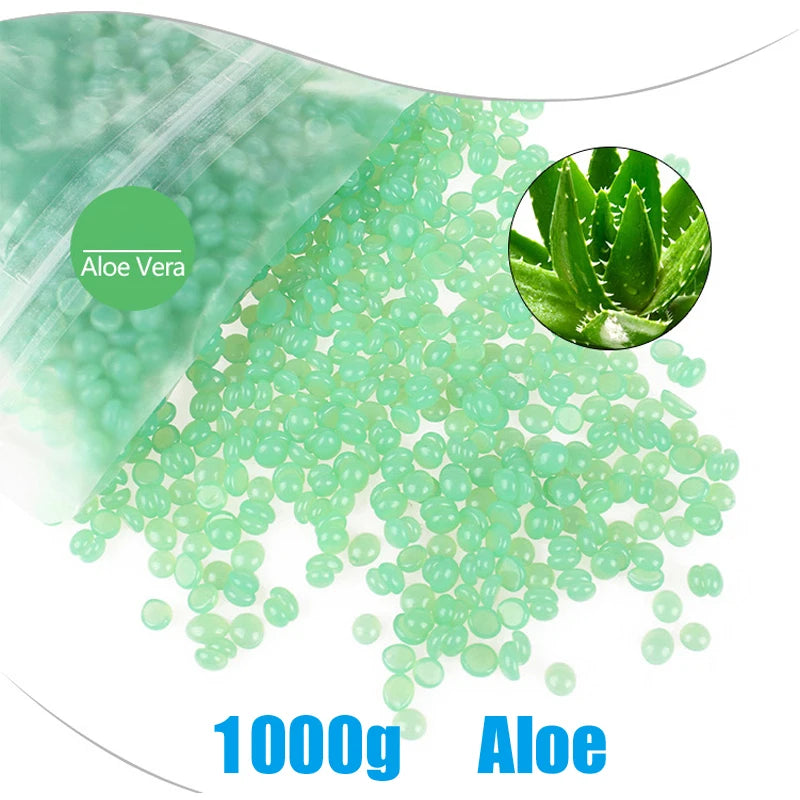 1000g Hot Film Painless Waxing Beads Depilatory Wax Beans Hard Wax Beans Heating Wax Machine Bikini Face Body Hair Removal