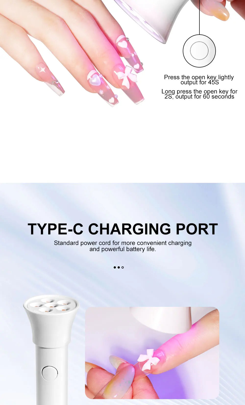 Portable Nail UV LED Lamp And LED Light Support Base Rechargeable for Nails Gel Polish Drying UV Lamp for Nails Art Desk Stand